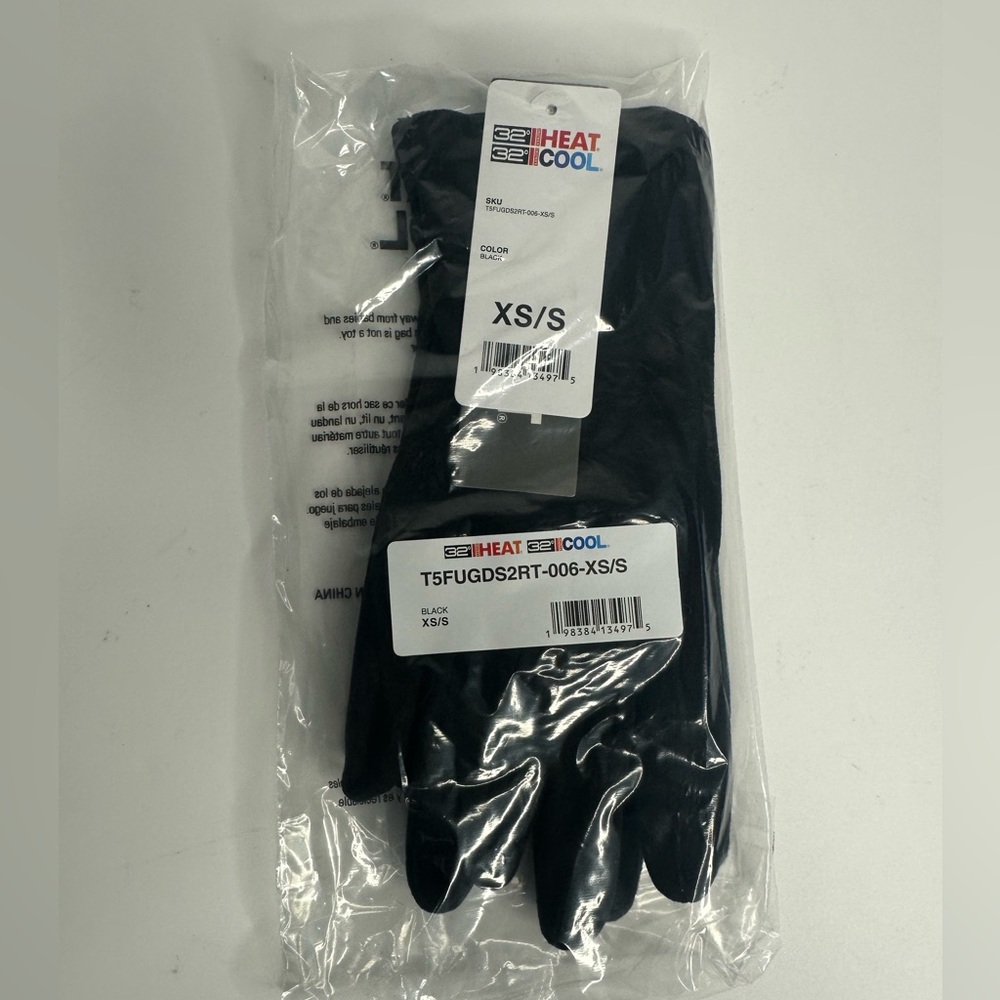 32 Degrees Heat Cool Black Gloves Unisex Winter NEW (XS/S)